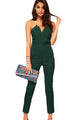Green Sexy Jumpsuit with Pleated Bust Origami Detail