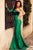 Green Velvet Insert One Shoulder Lace Mermaid Party Dress