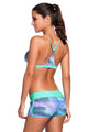 Greenish Trim Triangular Bikini and Boardshort Swimsuit