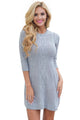 Sexy Grey Cable Knit Fitted 3/4 Sleeve Sweater Dress