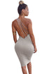 Grey One Shoulder Strappy Back Bodycon Party Dress