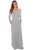 Grey Pocket Design 3/4 Sleeves Maxi Dress