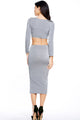Grey Two Pieces Crisscross Bust Skirt Set