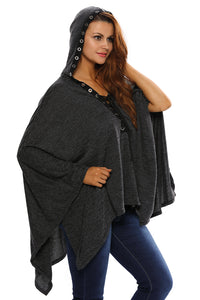 Grommet Lace-up Poncho in Black