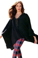 Grommet Lace-up Poncho in Black