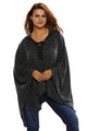 Grommet Lace-up Poncho in Black