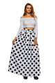 High Waist Polka Dot Print Pleated Maxi Skirt