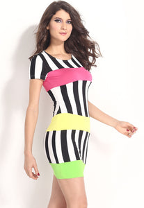 Hot Sale Bandage Accent Stripe Midi Bodycon Dress