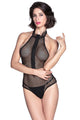 Hot Sexy Fishnet Zip Front Halter Teddy