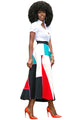 Irregular Colorblock Print High Waist Maxi Skirt