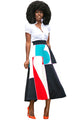 Irregular Colorblock Print High Waist Maxi Skirt