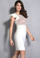 Ivory Sheer Lace Evening Dress
