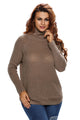 Khaki High Neck Pullover Side Zipped Sweater Top