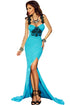 Lace Applique Detail Split Front Party Gown