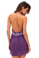 Lace Patchwork Purple Halter Sleepwear Babydoll Lingerie Set