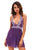 Lace Patchwork Purple Halter Sleepwear Babydoll Lingerie Set