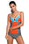 Lace Splice Color Block with Grey Brief 2pcs Tankini Swimsuit