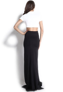 Ladylike Black White 2pcs Evening Dress