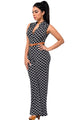 Lattice Print Belted Wide Leg Jumpsuit