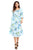 Sexy Light Blue 3/4 Bell Sleeve Floral Midi Dress