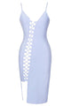 Light Blue Asymmetric Lace up Bandage Dress