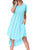 Light Blue Short Sleeve High Low Pleated Casual Swing Dress