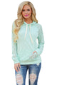 Light Green Lace Accent Kangaroo Pocket Hoodie