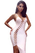 Light Pink Asymmetric Lace up Bandage Dress