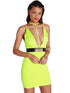 Lime T Front Strap Bodycon Dress with Belt