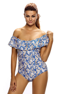 Luxury Printed Frill One-piece Swimwear for Women