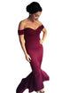 Maroon Off-shoulder Mermaid Jersey Evening Dress