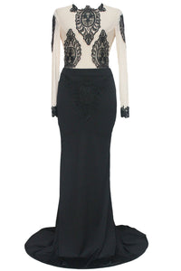 Marvelous Floral Lace Embroidery Tattoo Fishtail Party Gown