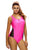 Mesh Splicing Rosy Tank Zipped Monokini with Lace up Back
