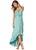 Mint Green Lace Up V Neck Ruffle Trim Hi-low Maxi Dress