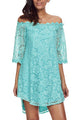 Sexy Mint Off The Shoulder 3/4 Sleeve Floral Lace Dress