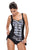 Monochrome Print Panel Accent 1pc Swimdress Swimsuit