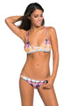 Multi Feather Print Strappy Sexy Two Piece Swimsuit