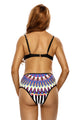 Multicolor Tribal Print 2pcs High Waist Swimsuit