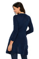 Sexy Navy 3/4 Sleeve Open Front Casual Knit Sweater