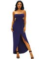 Navy Blue Draped Hollow-out Maxi Dress