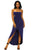 Navy Blue Draped Hollow-out Maxi Dress