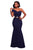 Navy Blue Sexy One Shoulder Ponti Gown