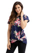 Navy Floral Short Sleeve Knot Top