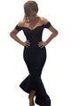 Navy Off-shoulder Mermaid Jersey Evening Dress