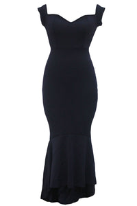 Navy Off-shoulder Mermaid Jersey Evening Dress