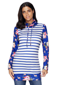 Navy Striped and Floral Sweatshirt