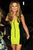 Neon Green V-neck Zip Party Bandage Dress