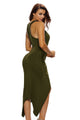 Olive Knotted Slit Dress