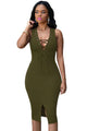 Olive Lace-up Front Midi Dress