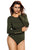 Olive Long Sleeves Ribbed Texture Bodysuit